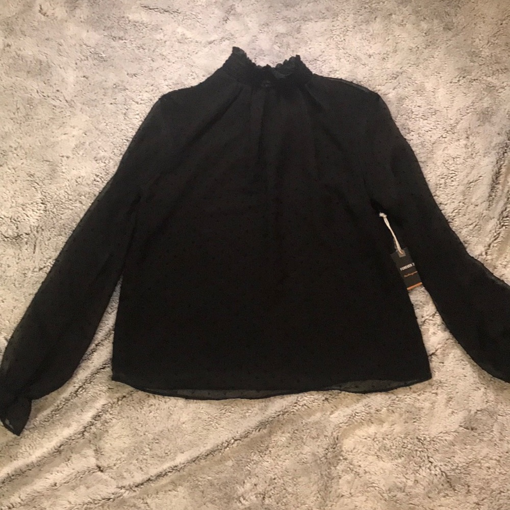 New with tags! Black high neck work top!